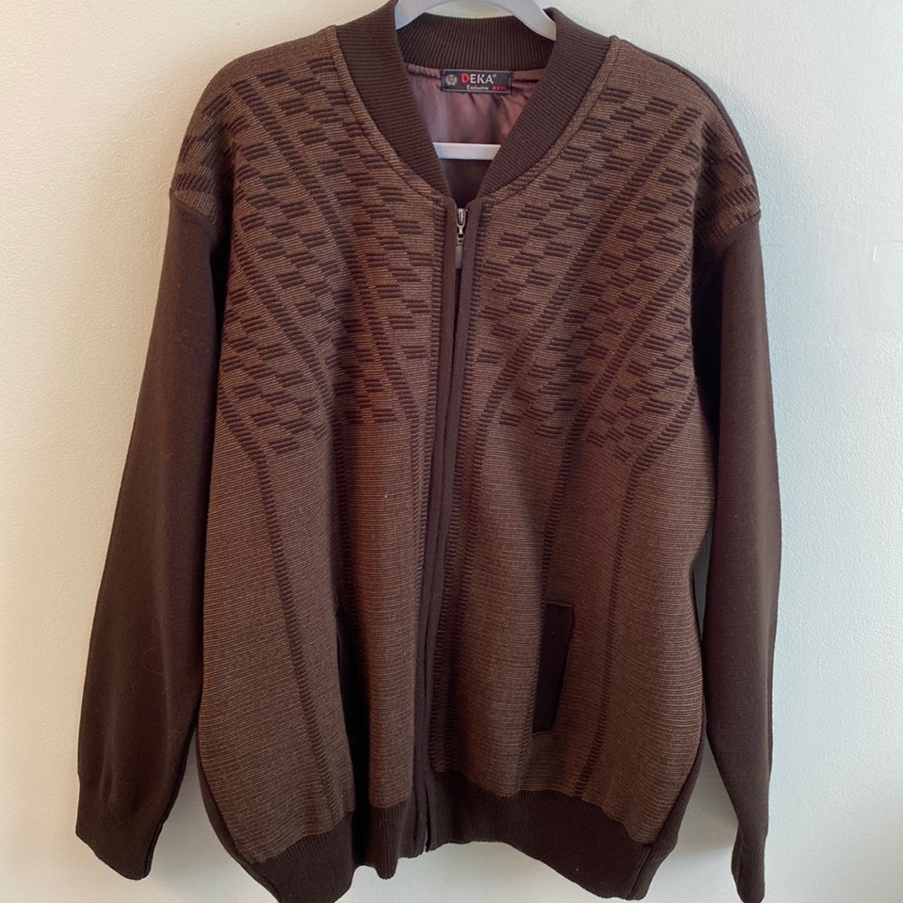 NWOT DEKA brown knitted  zipper lined jacket